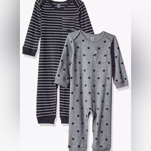NWT Amazon Essentials Baby Unisex 2 pack Long Sleeve One Piece Gray/Black - 12M
